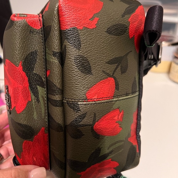 Coach Mini  Charlie Backpack with Red Floral Camo and Star Patch main image 5